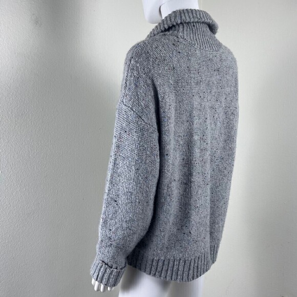 Modcloth Size M Gray Speckled Cozy Moment Shawl Alpaca Cardigan Sweater Casual - Picture 7 of 13